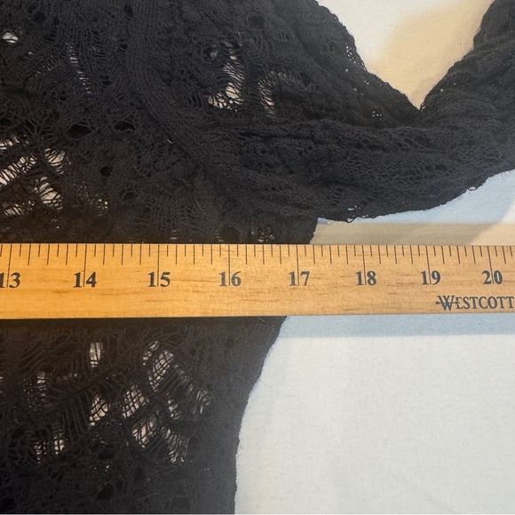 Eileen Fisher Elegant Black Open Knit Lace Women's Top, Fairy Grunge Goth, Wool - Picture 7 of 9